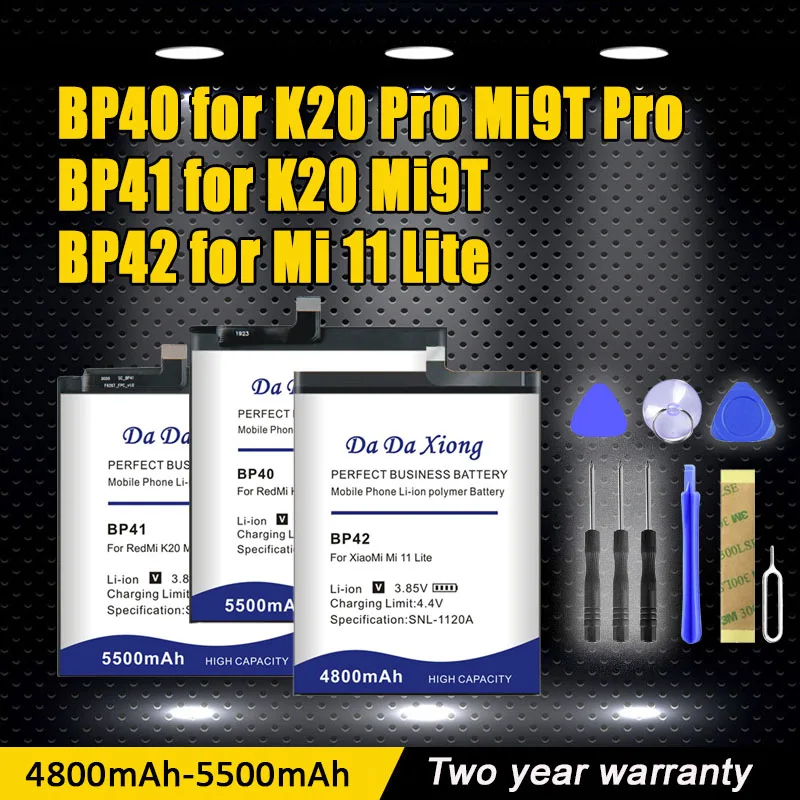 5500mAh BP40 Battery For Xiaomi Redmi K20 Pro / Mi 9T Pro BP41 For BP42 Mi 11 Lite