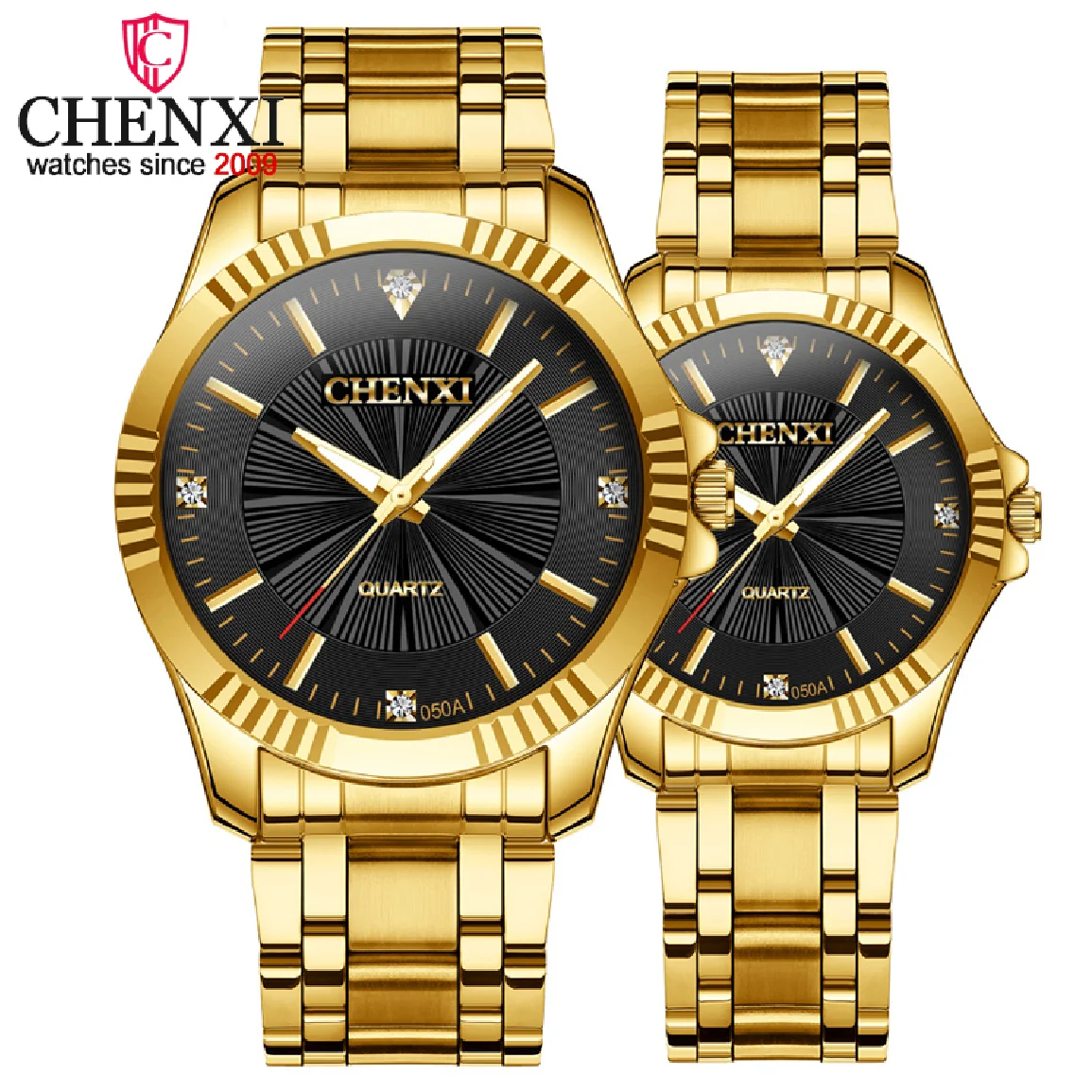 

Часы наручные CHENXI мужские/женские, брендовые Роскошные Кварцевые водонепроницаемые из нержавеющей стали, золотистые