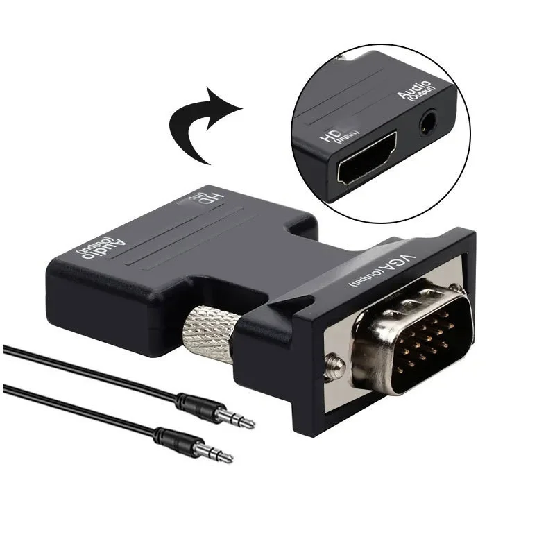 

HDMI-compatible To VGA Adapter with Audio Adapter For PC Laptop TV Monitor Projector 1080P HD Female To VGA Male Adapt