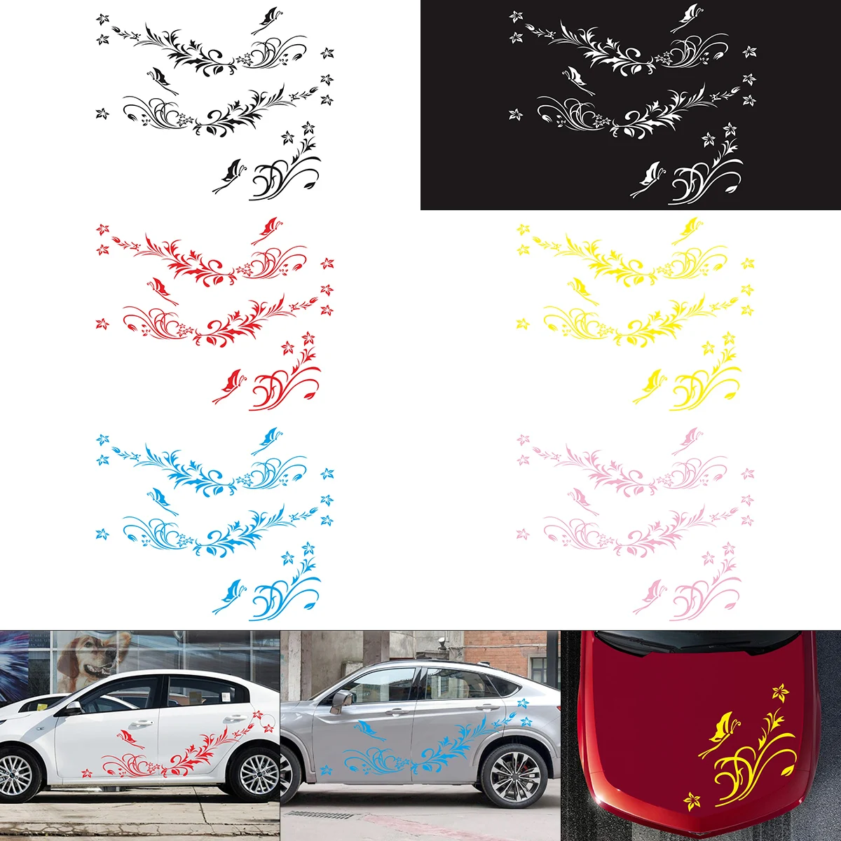 

Car Modifield Decal Vinyl Sticker Waterproof Natural Flower Vine Dragonfly Decoration Stickers Auto Styling for Car Vehicles