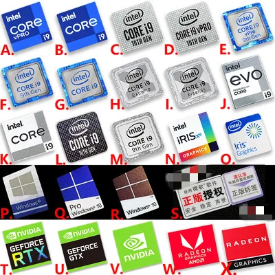 

High quality Intel Core Win 10 i9 i7 vpro EVO RTX GTX VEGA Laptop Desktop Computer CPU Label Sticker Personalized DIY Decoration