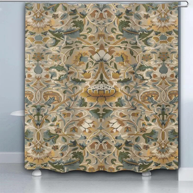 Big Size William Morris Shower Curtain Geometric Nordic Polyester Fabric Bath Curtain Waterproof With Hook For Bathroom images - 6
