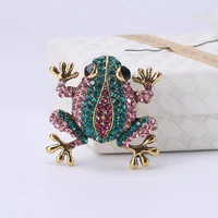 fun color diamond frog brooch girl bag clothing accessory brooch animal alloy brooches gift