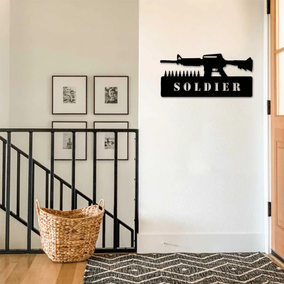 Черный металлический солдат пистолет внутренняя стена Спальня украшение