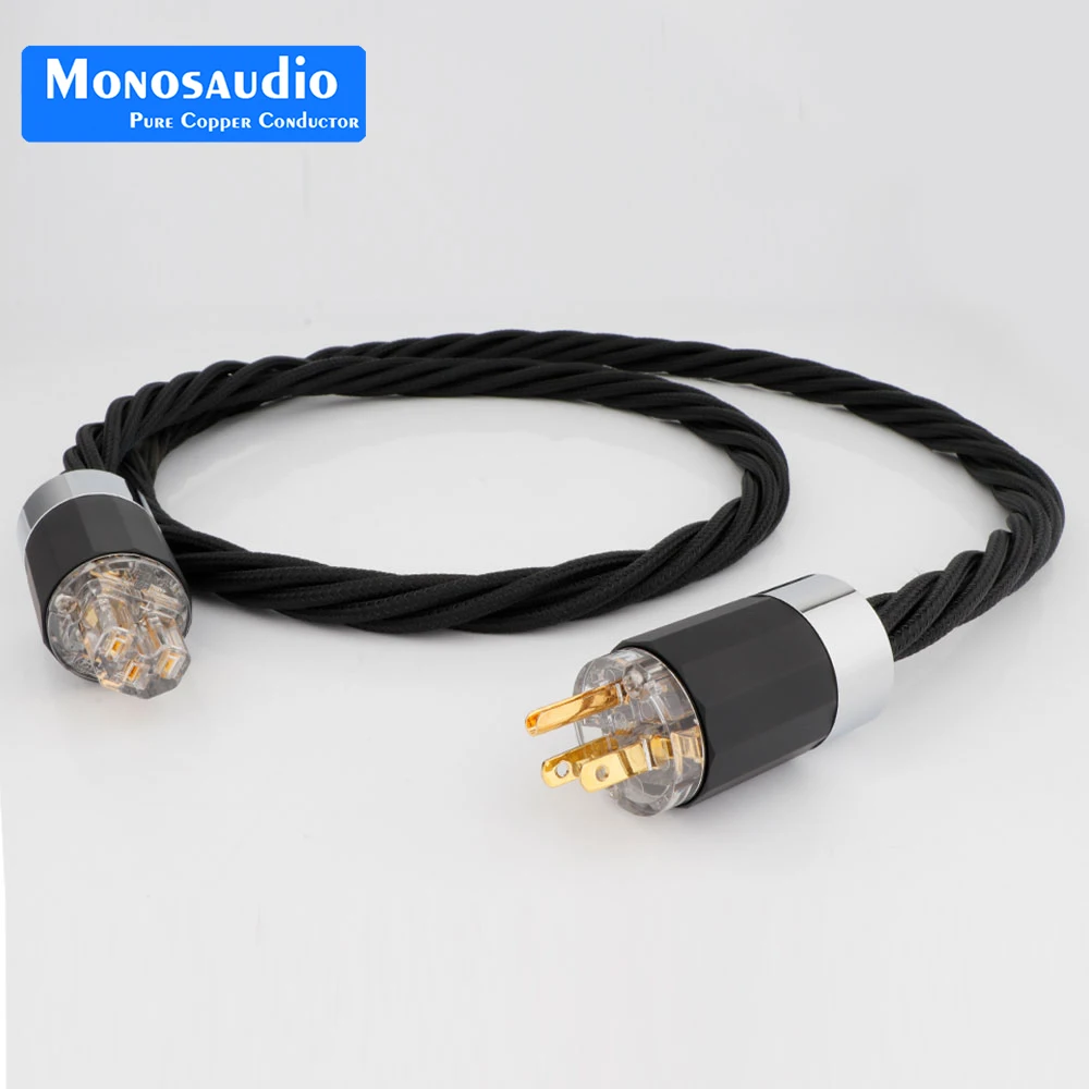 

Monosaudio 99.998% Pure Silver US/EU Power Cable Pure Copper Gold Plating Plug Hifi Amplifiter AC Audiophile Audio Braid Line