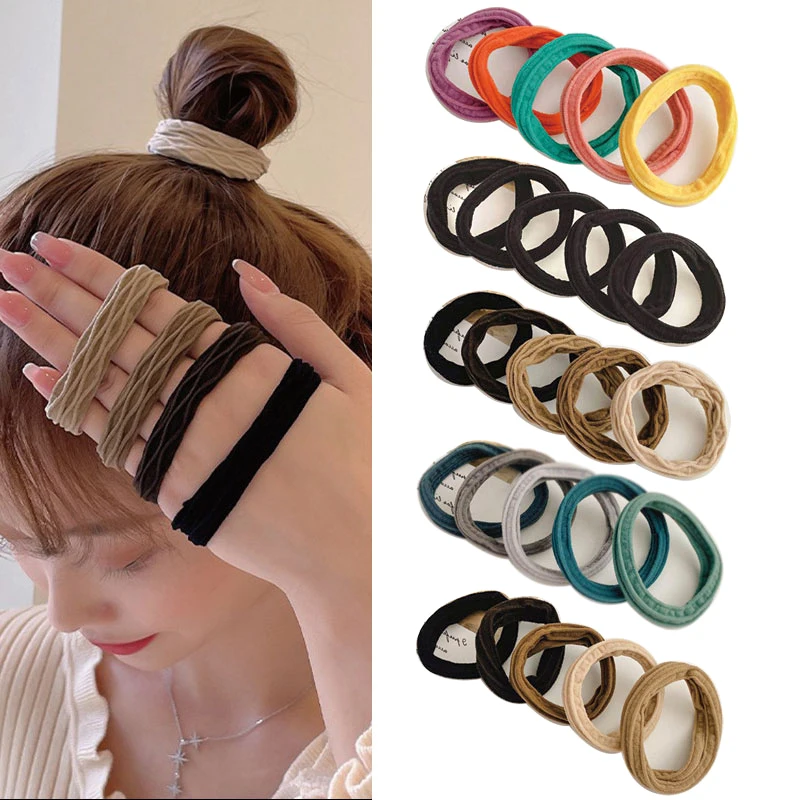 

5Pcs/Set Hot Women's Seamless Head Rope Cute Things For Girls Hair Ties With Rubber Bands Hair Accessories Children's Headdress