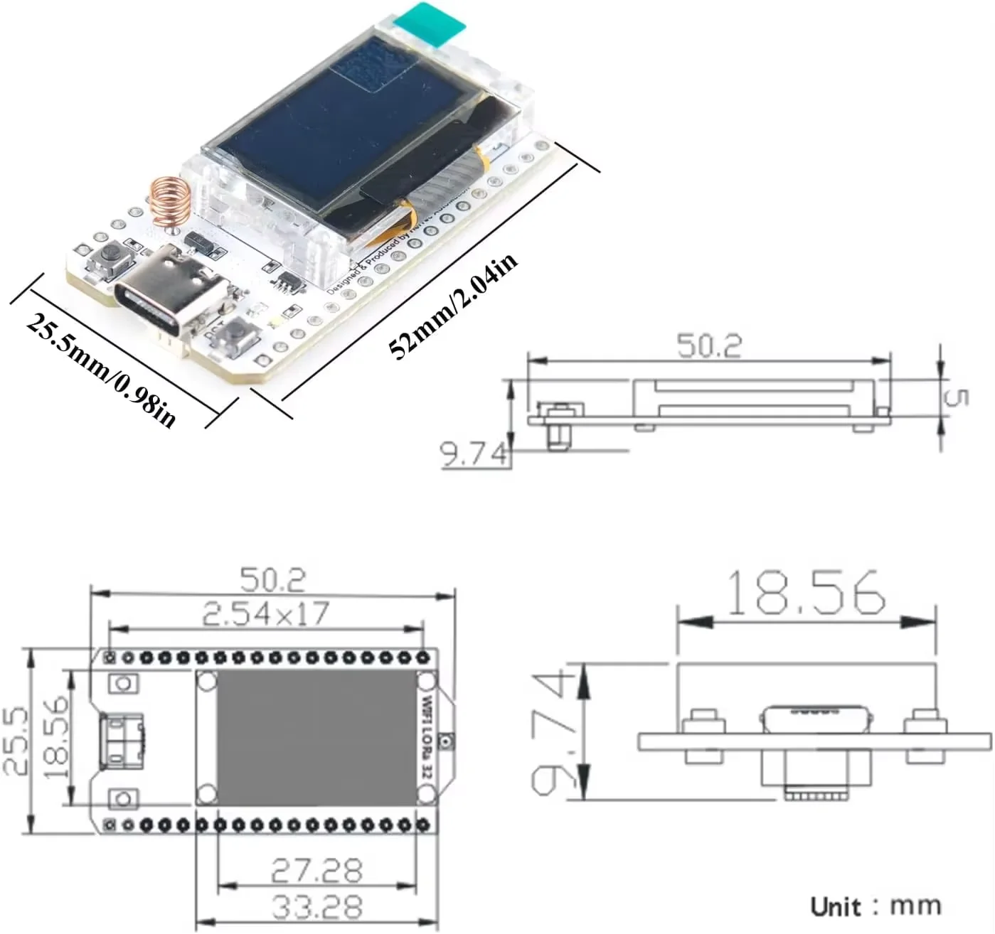 Фото Плата для разработки IoT Heltec LoRa 32 V3 ESP32-S3 SX1262 Meshtastic Node 868МГц 915МГц с OLED-дисплеем, WiFi, BLE, Type-C №5