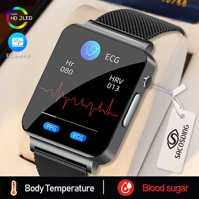 

Новинка 2023, мужские Смарт-часы с функцией измерения уровня сахара в крови, ЭКГ, измерение артериального давления, температура тела, спортивный водонепроницаемый фитнес-трекер, Смарт-часы