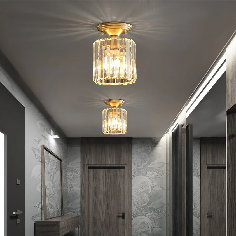 

Nordic Luxury Crystal LED Ceiling Lamp Vintage Gold Ceiling Lights Indoor Lighting Decor Living Room Bedroom Foyer Light Fixture