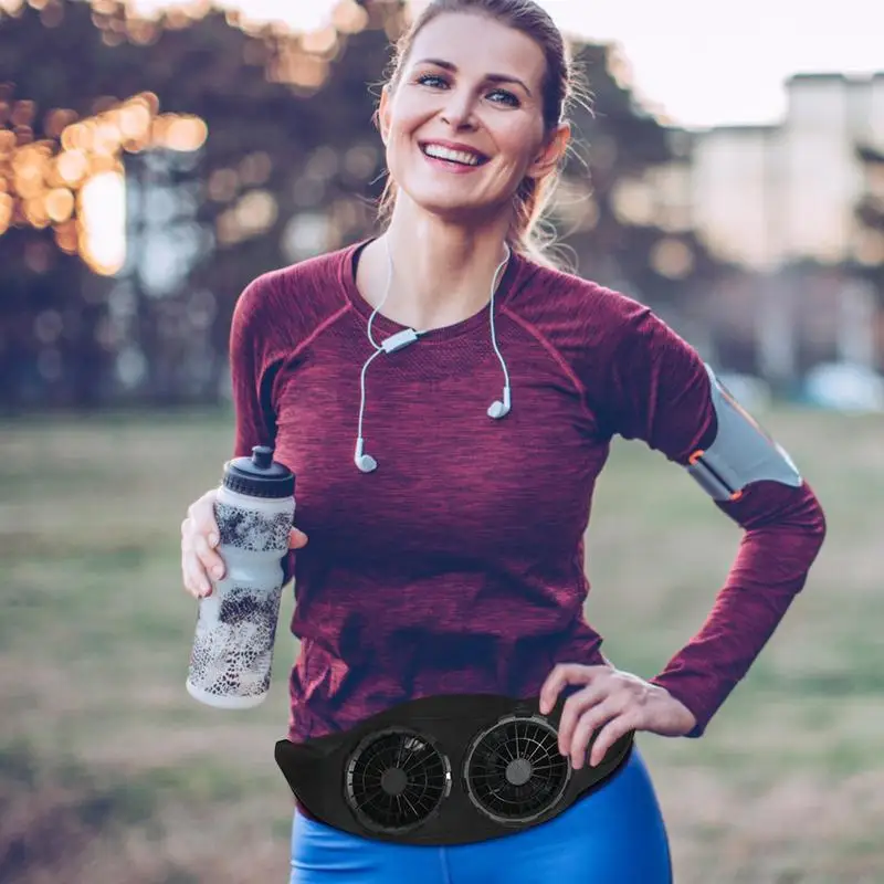 Waist Packs Fanny Bag Waterproof Workout Waist Pack With 2 Fans Hip Bum Chest Belly Back Bags With Adjustable Belt Strap