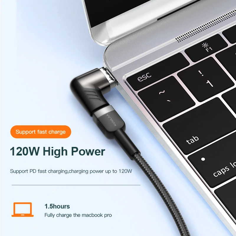 KUULAA 120W Magnetic USB Type C Adapter for MacBook Pro Elbow USB Type C Charge Connector for Huawei Magnet USB-C Adapter