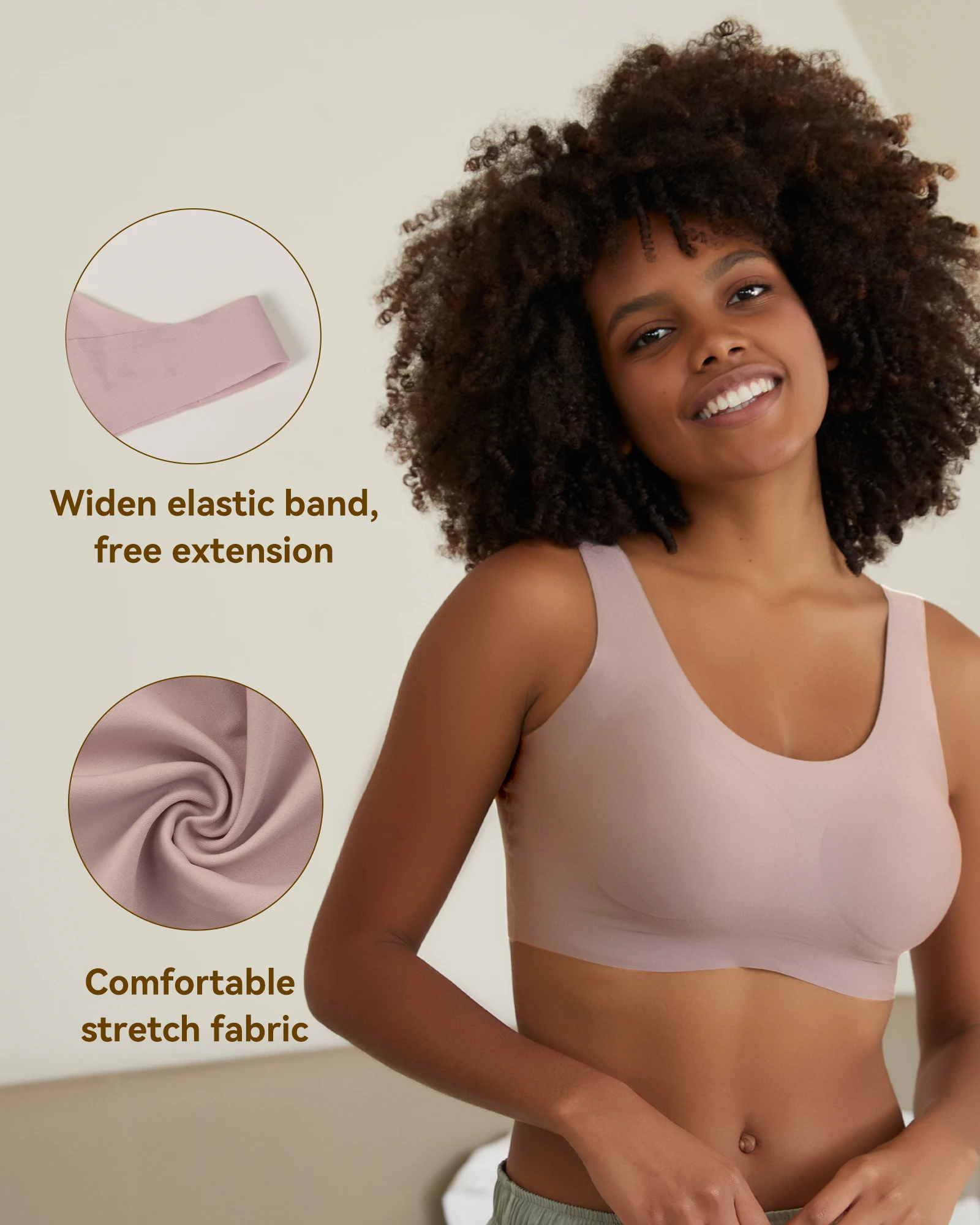 Niidor Women's Seamless Bra Invisible Wireless Bras Soft Comfy Daily Bra Female Wirefree T-Shirt Lingerie with Removable Pads