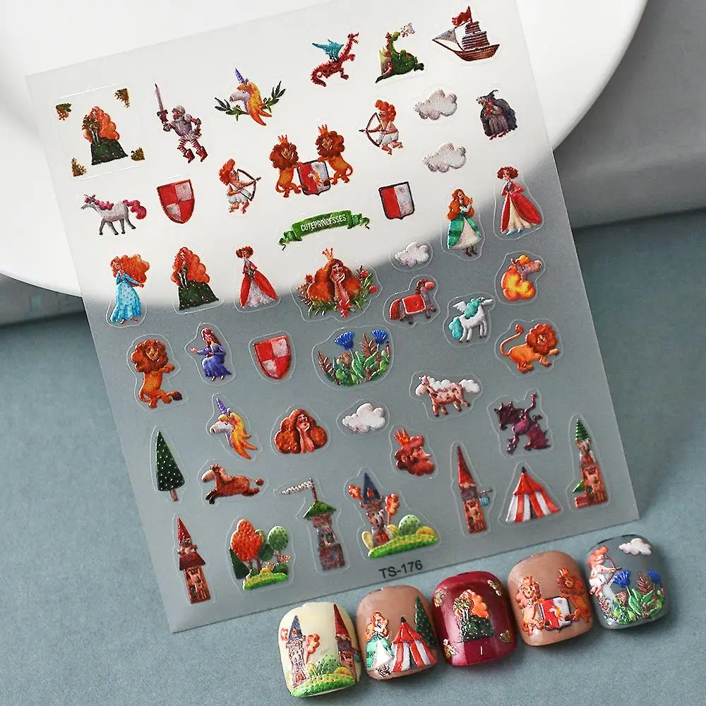 Животные Королевство 5D наклейки для ногтей имитация ленты