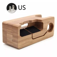 for apple watchhome office dc 5v mount bamboo wood usb accessories phone stand universal charging dock 2 in 1 station desktop