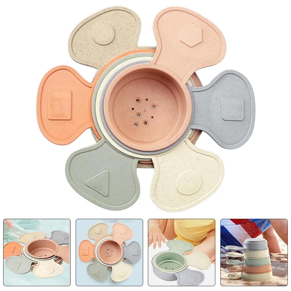 

Infant Toys Nesting Cups Toddlers Stackable Hourglass Montessori Bath Stacking Game Kids Child
