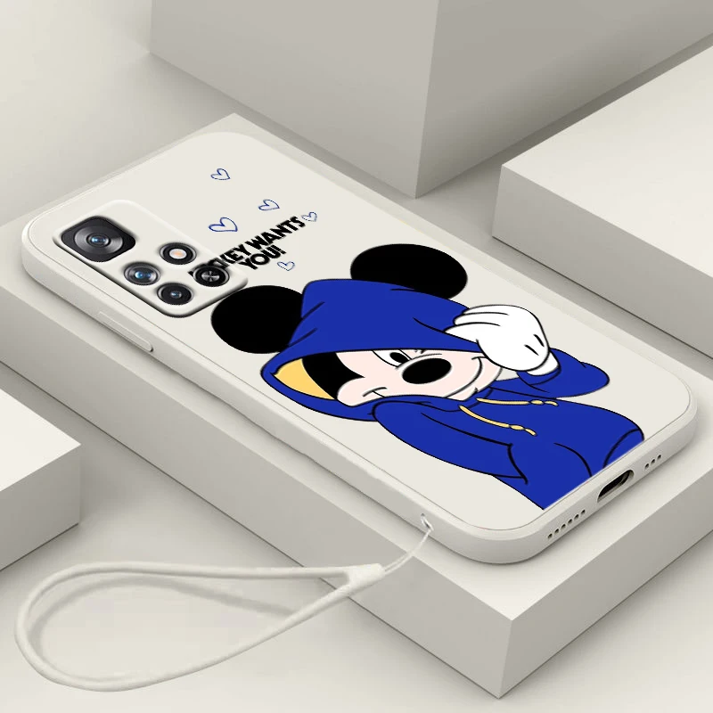 

Cute Disney Mickey For Redmi K60 K50 K40 K30 K20 10C X 9C T AT A 8A 7A Gaming Pro Plus Liquid Rope Silicone Phone Case