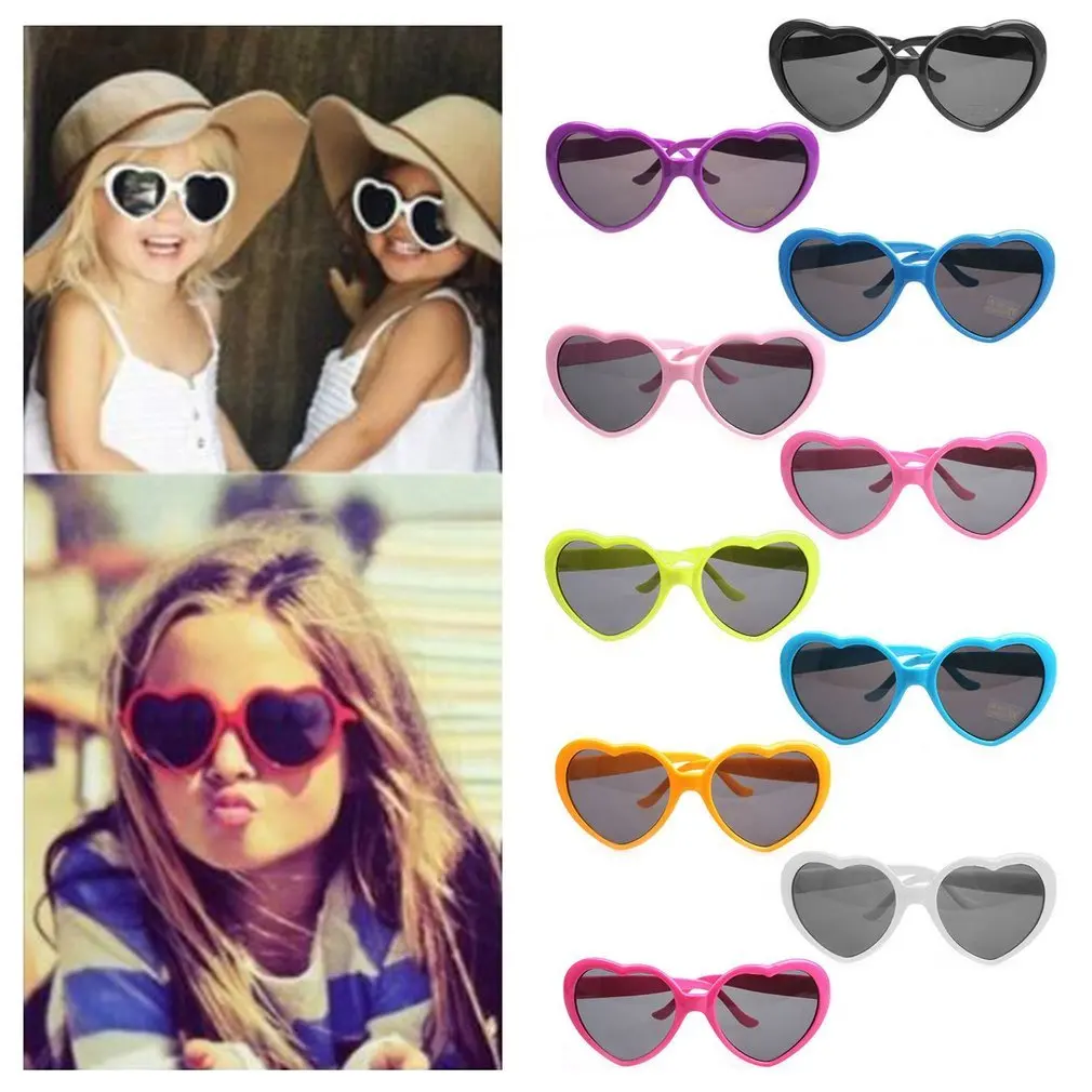 

Fashionable Heart Shape Sunglass Plastic Frame UV400 Mirror Unisex Sun Glass Lovely Children Adults Eyewear For Travel 2018 New