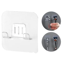 transparent pvc material waterproof razor holder punch wall mounted mens razor free hook storage kitchen bathroom accessories