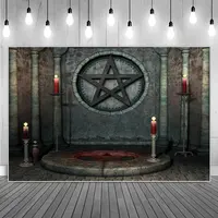 Spell Stars Place Wall Birthday Party Photography Backdrops Vintage Brick Marble Hall Candle Lights Photographic Backgrounds