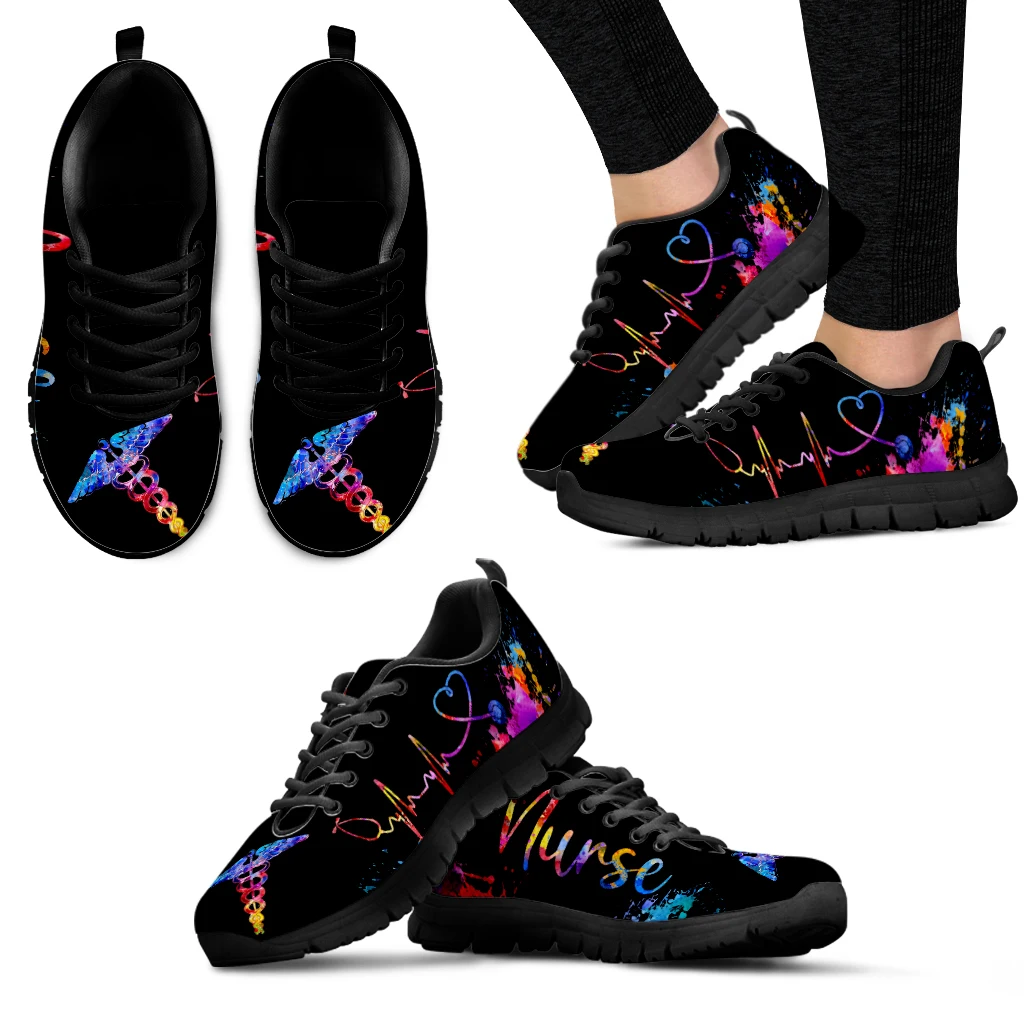 

INSTANTARTS Fashion Gradient Color Art Graffiti Design Lightweight Outdoor Shoes Comfortable Nurse Print Platform Outdoor Shoes