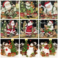 gatyztory modern painting by numbers for adult kids picture drawing santa clause snowman canvas painting coloring by number