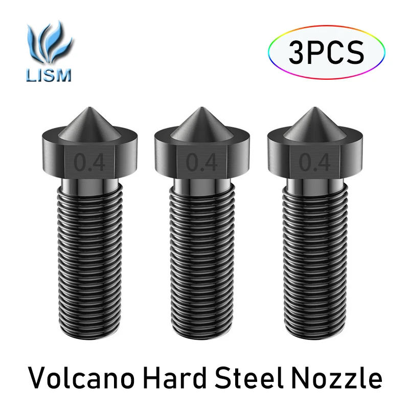 3pcs/lot E3D Volcano Nozzle Hardened Steel Nozzles For High Temperature V6 Volcano Hotend J-head 3D Priter Parts