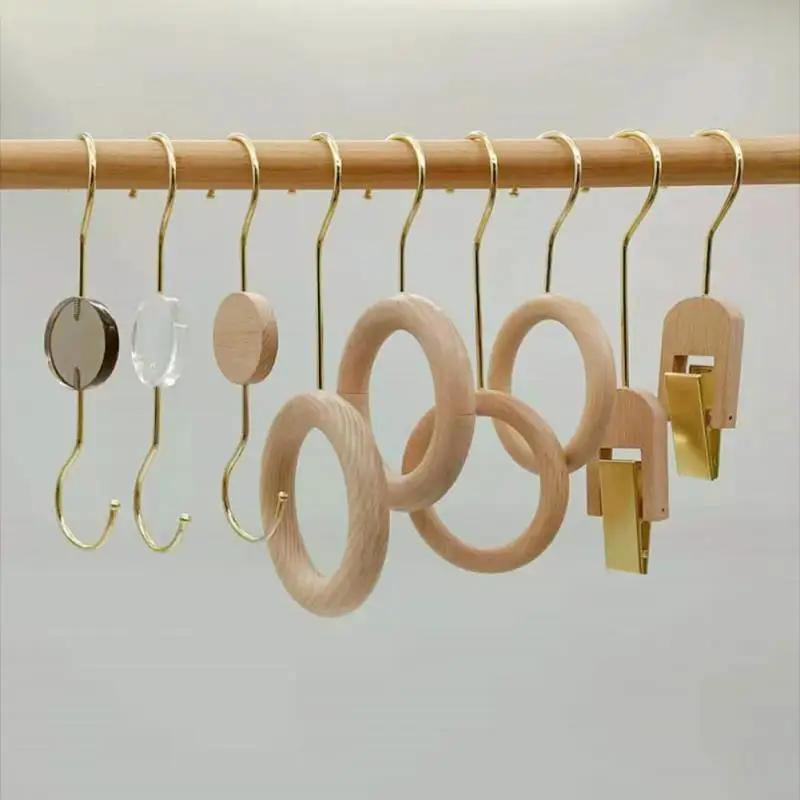 

Scarf Holder Multi-function Circle Ring Hat Clip Double-headed Wooden Loop Hanger Hanger Hook Scarf Rack Un-breakable S-shaped