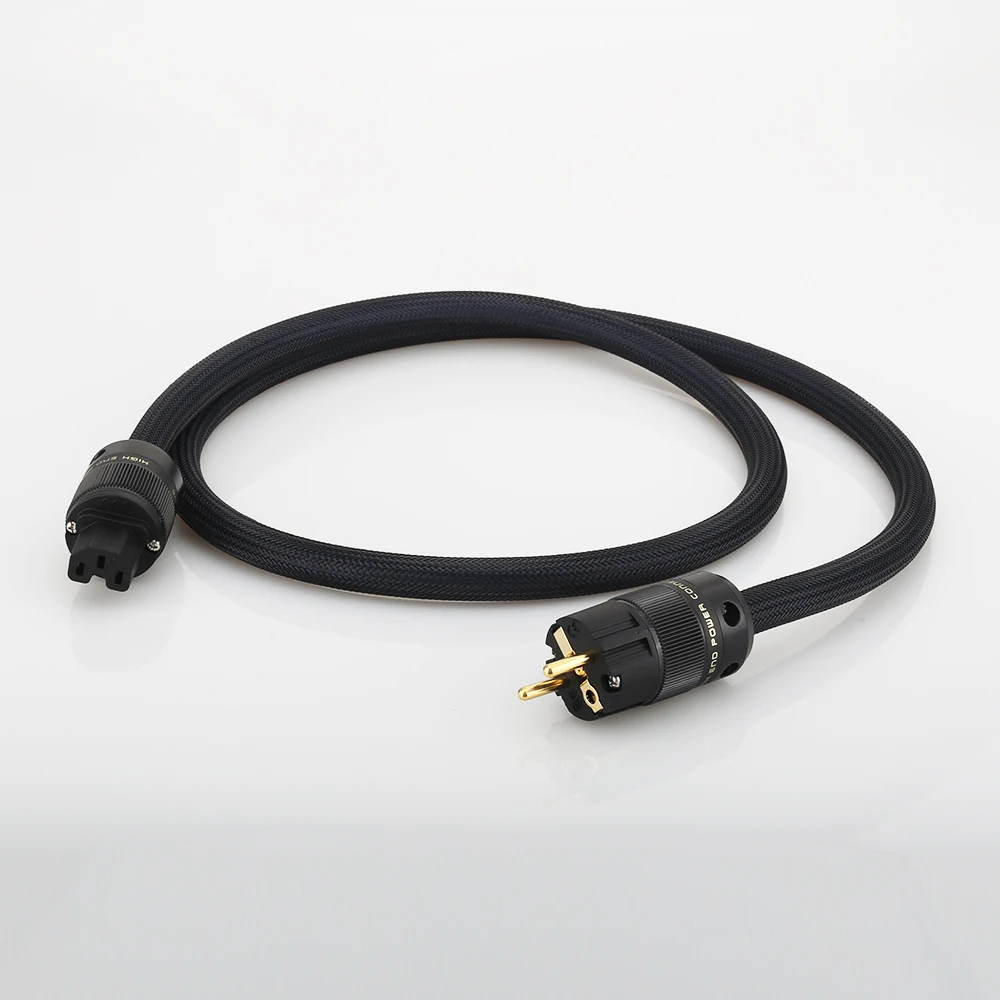 Audiocrast P110 Silver Plated Audiophile AC Power Cable Pure Black Power Cord Cable HIFI HI END Schuko US