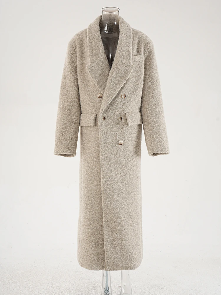 Женская куртка с лацканами и длинными рукавами из шерсти смесовых тканей