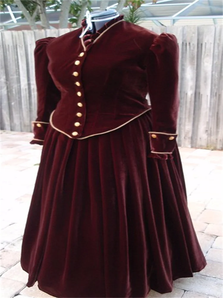 Платье красное в средневековом стиле исторический костюм времен Гражданской