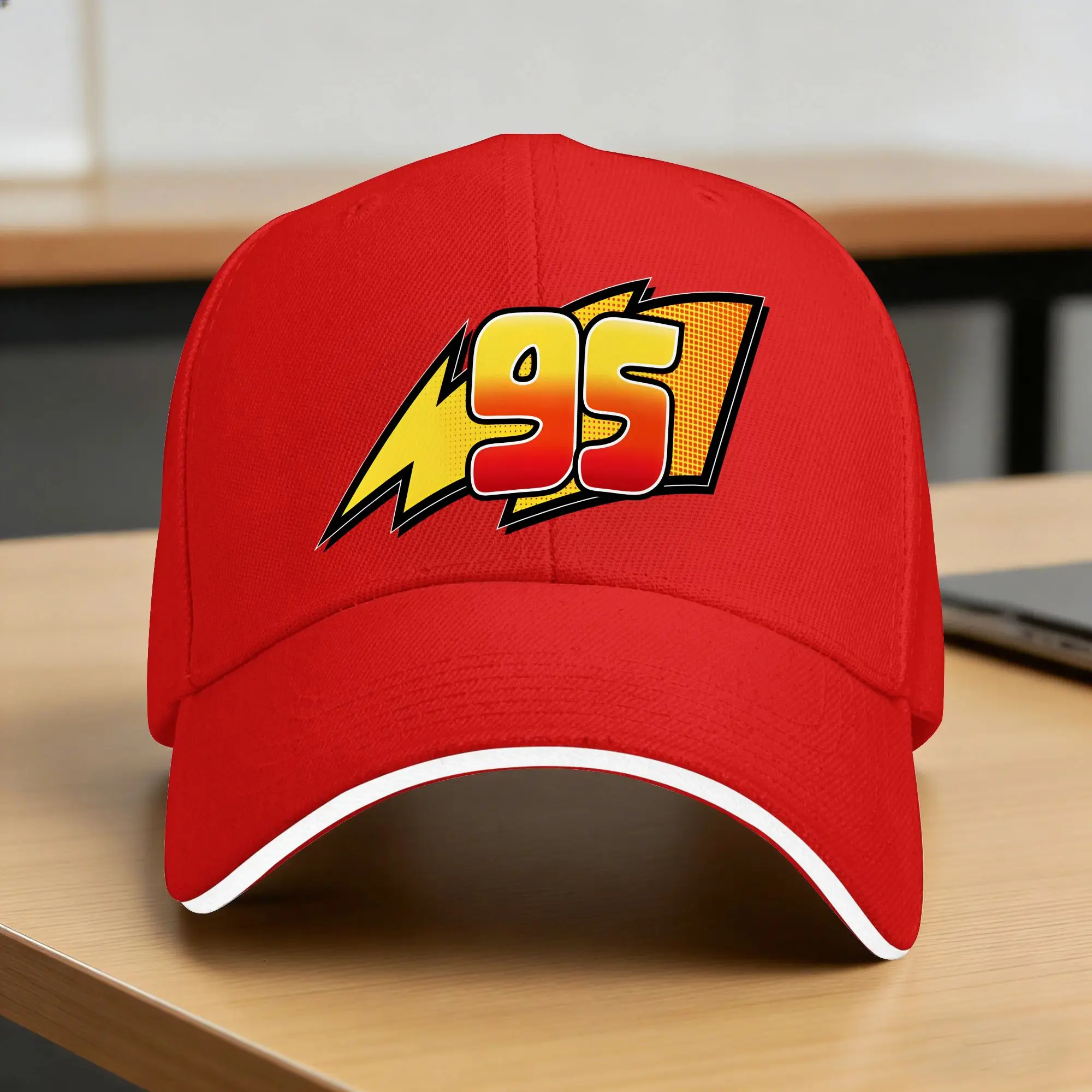 Фото Бейсболка с логотипом Lightning Mcqueen 95, летняя мужская кепка-тракер, оптовая продажа, повседневные кепки для походов и рыбалки №1