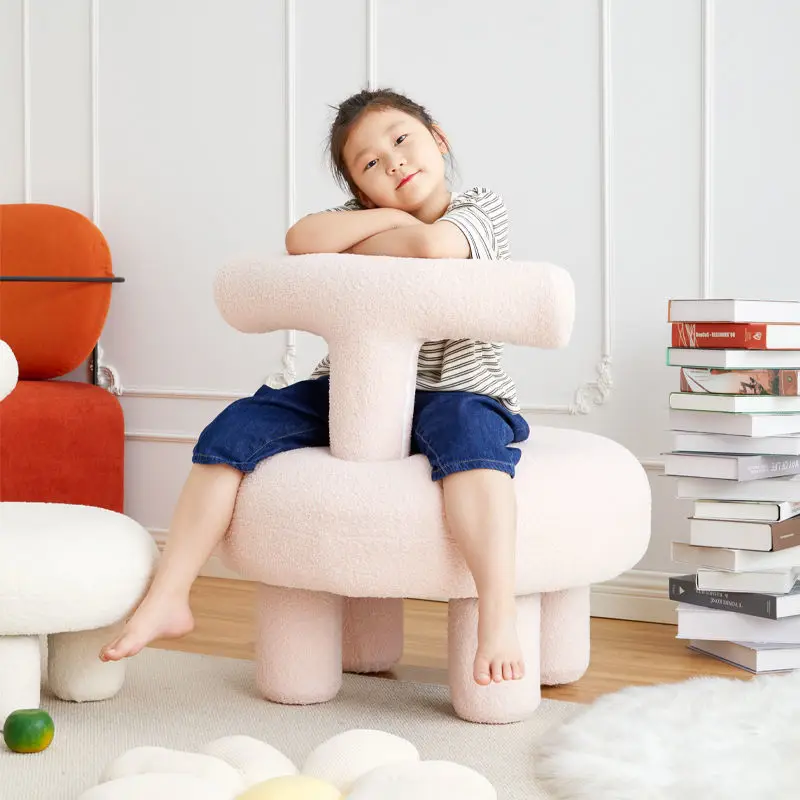 

Стул из овечьей шерсти в скандинавском стиле, дизайнерский стул для маленькой квартиры, Одноместный стул, детский стул для отдыха, роскошный низкий стул