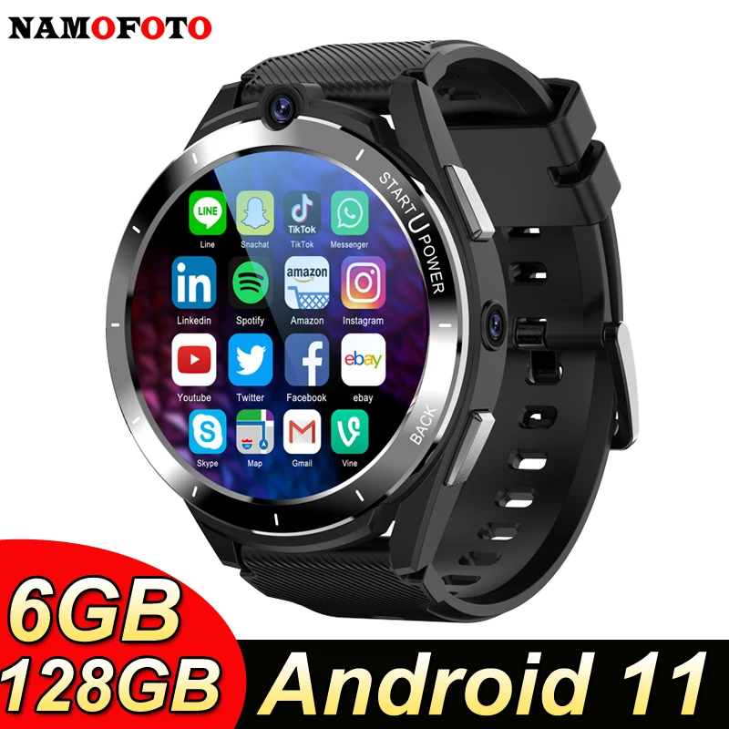 

2022 New 6GB 128GB 4G Smart Watch Phone Android 11 Dual CPU 900mAh Power Bank Gift 8MP Cameras Sim Card Wi-Fi GPS Men Smartwatch