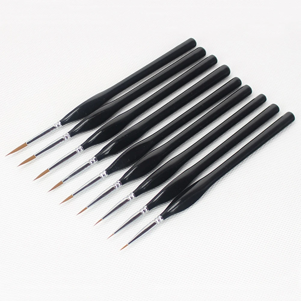 

9pcs Learning Drawing Tool Pointed Detail Liner Paint Brush Set Miniature Model Cartoon Watercolor Extra Fine Tip Wooden Handle