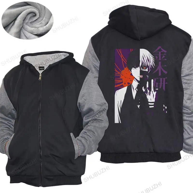 

Men Cotton hoodies winter Brand warm coat Tokyo Ghoul Kaneki Split Face thick hoody New Authentic hoodies unisex thick hoody