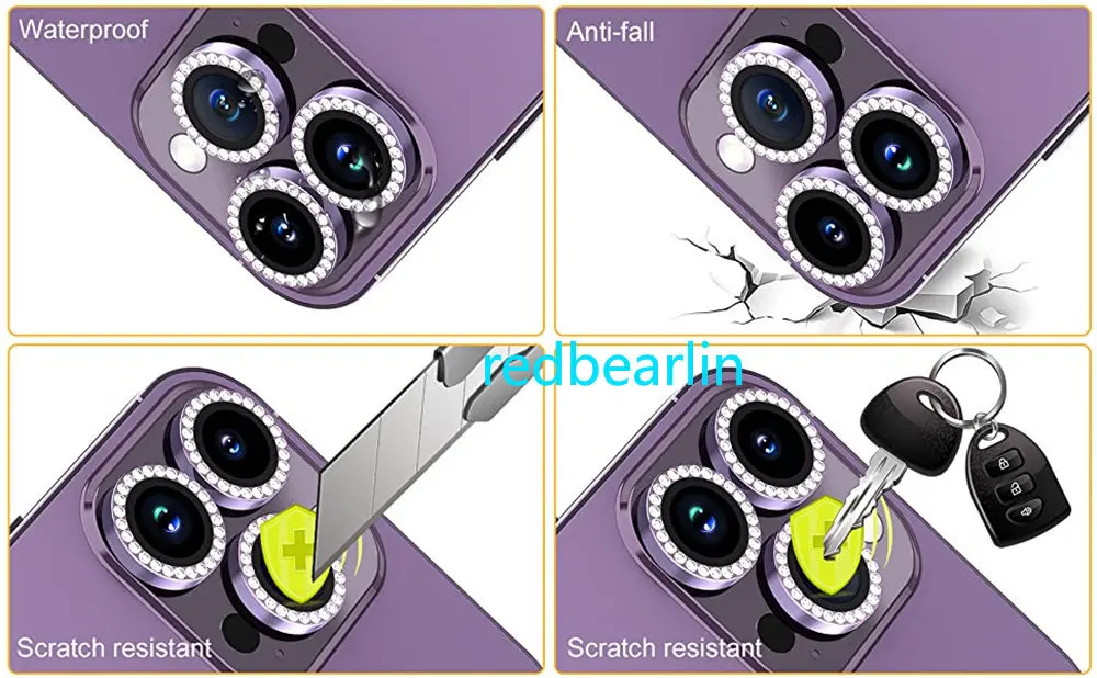 50pcs Glitter Diamond Rhinestone Camera Lens Protector Cover for iPhone 14 Pro Max Plus 13 12 Mini 11 14Pro 13Pro 14Plus 12Pro