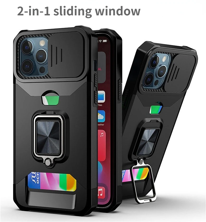 

Suitable for iphone14max Ring Card Push Window Phone Case Xsmax Xs Xr Car Mounted 12promax 13mini 8plus 11pro Fall Proof Cover
