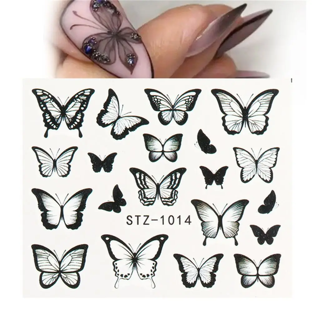 

Fashion Blue/Black Butterfly DIY Nail Art Sticker Decor For Women Easy To Use Water Decal Transfer Self-Adhesive