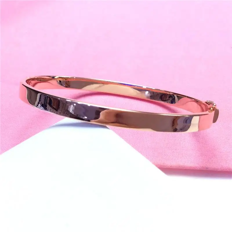 

Pure 585 purple gold Russian plated 14K rose gold glossy wide edition bangle exquisite temperament fashion accessories for women