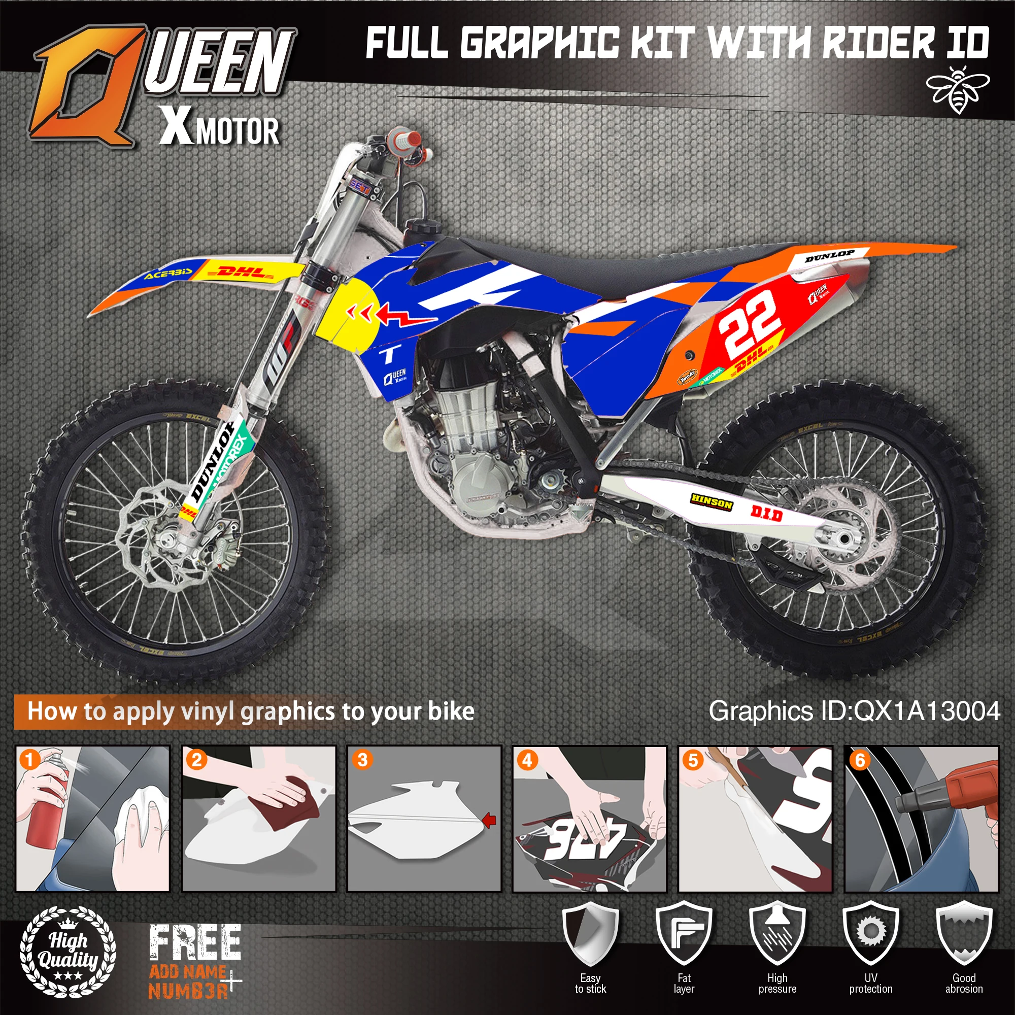 QUEEN X MOTOR Custom Team графические наклейки Набор наклеек для KTM 2013 2014 2015 SX SXF 2016 EXC Φ 004 |