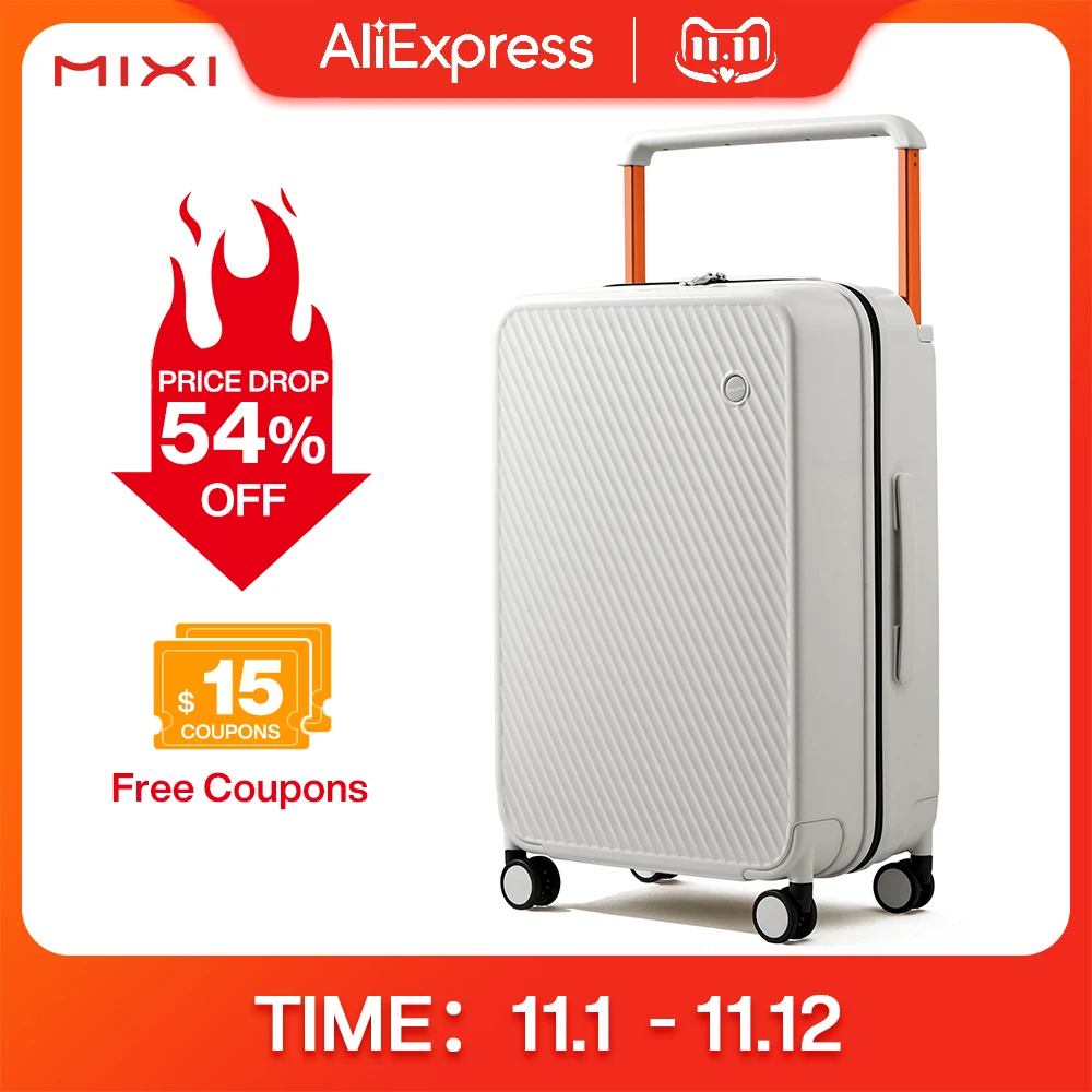 

Mixi Gorgeous Wide Handle Suitcase 24" Travel Luggage Rolling Wheels Women Men 20" Carry On Cabin Hardside Patent