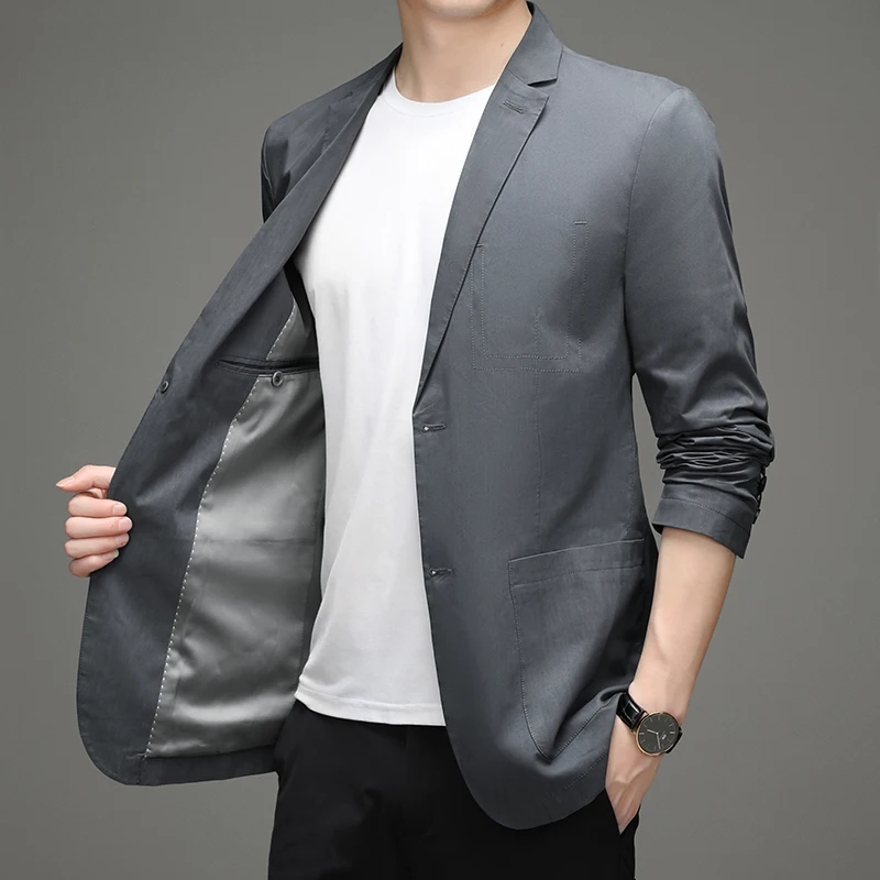 

Spring and Autumn Cotton and Linen Blended Suit Men's High-End Affordable Luxury Single Western Korean Casual Men's Suit Jacket