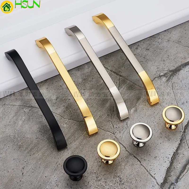 zinc alloy hardware handle modern simple door cabinet wardrobe furniture gold
