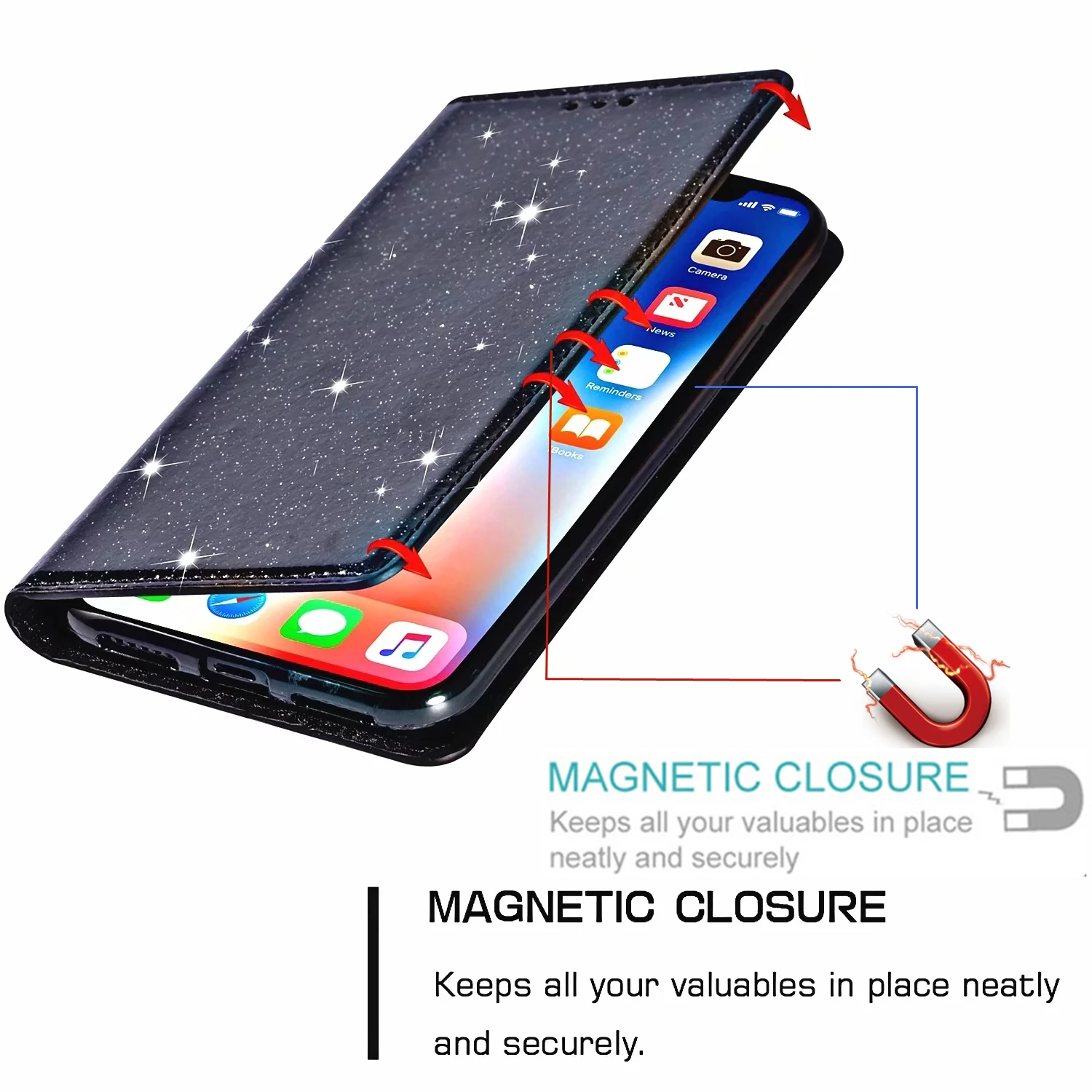 Блестящий кожаный чехол для XiaoMi Redmi Note 11S 10 9 8 Pro 9S 10S 9A 9C 8T 10C Mi Poco X4 M4 F3 M3 X3 NFC 11T -