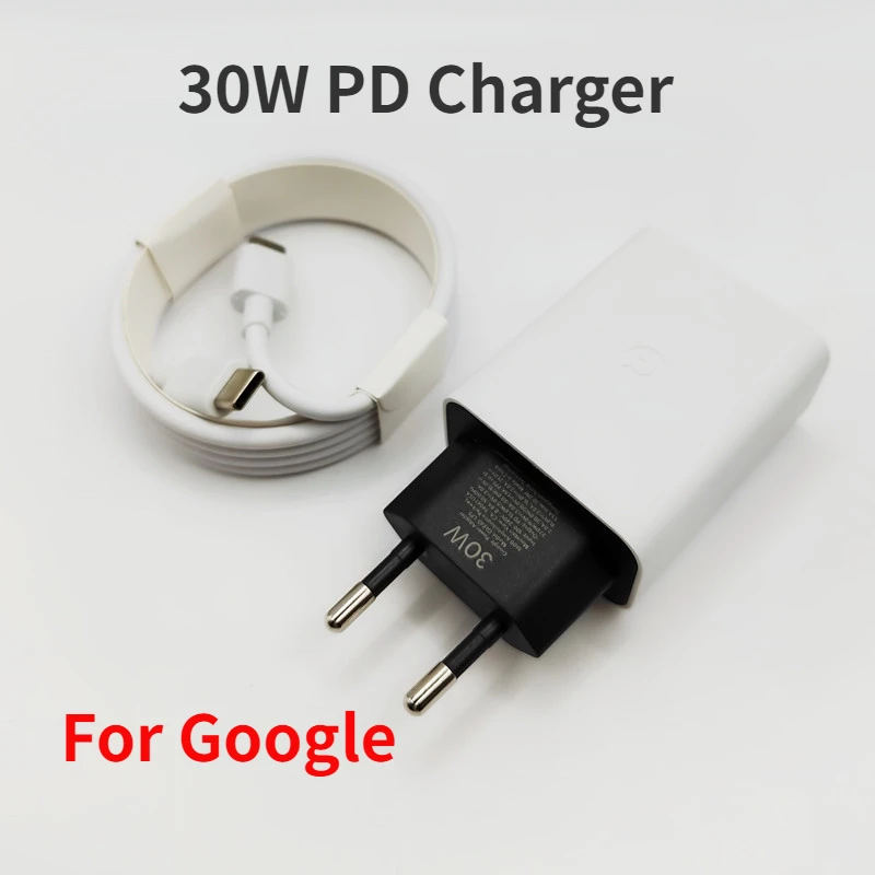 

UK/EU/US 30W USB-C Fast Charger Plug for Google Pixel 7 Pro 7 6A 6 Pro 5A 4A 3 2 XL Type C Power Adapter 1M Quick Charge Cable