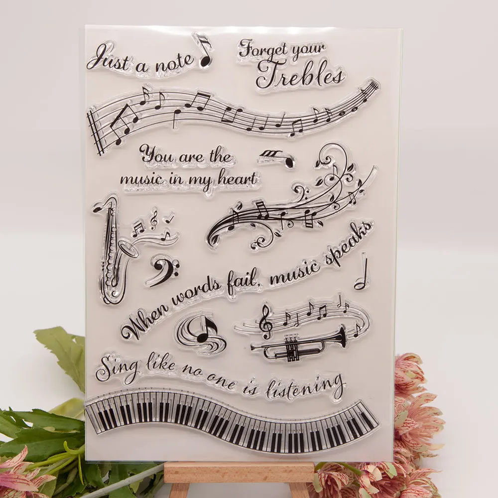 

Musical note Decoration Transparent Stamp for DIY Clear Rubber Stamp Sheet Cling Scrapbooking Photo Album Papercard Saxophone