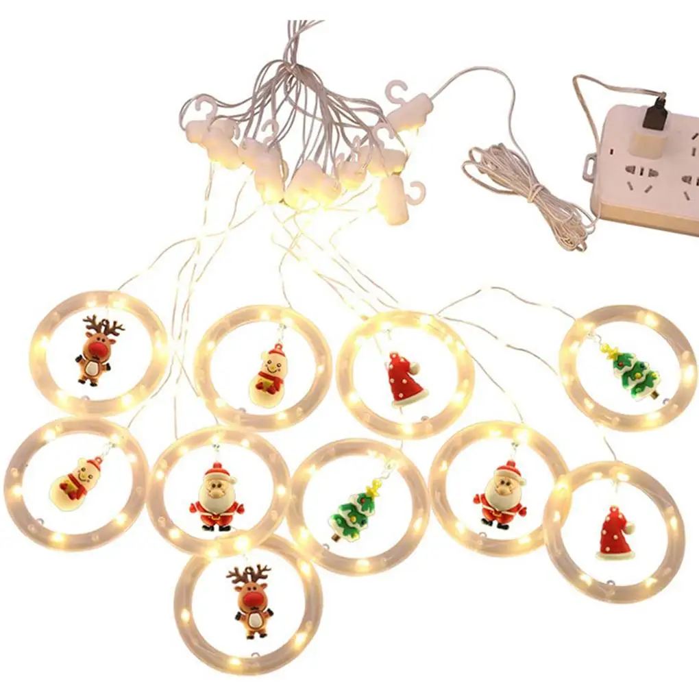 

LED Christmas String Lights Elk Snowman Bell Waterproof Flash Bulb Garden