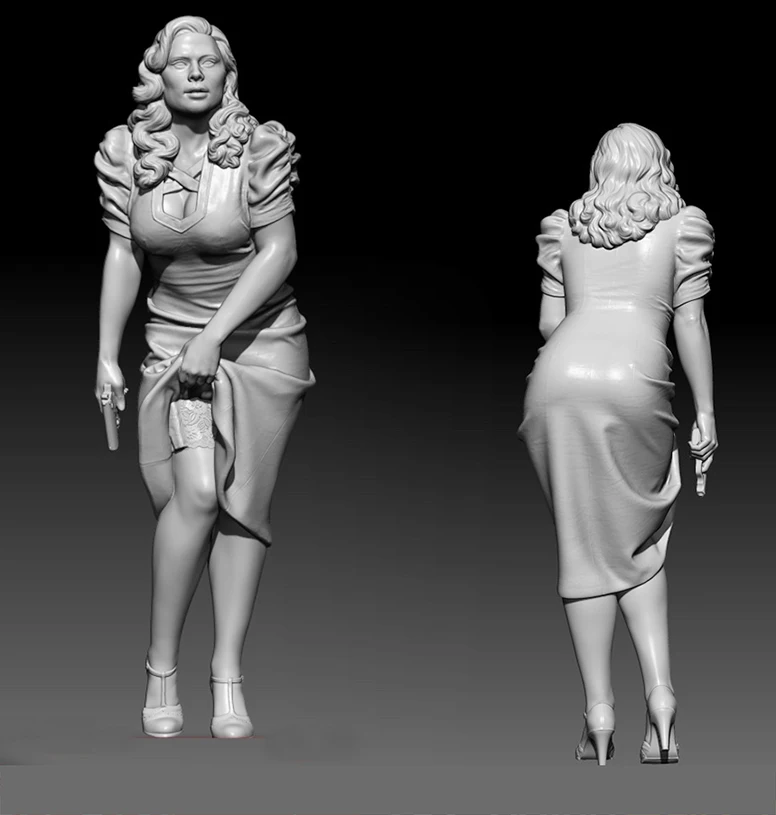 

1/24 75mm 1/18 100mm Resin Model Kits Female Secret Serv Figure Unpaint No Color RW-501