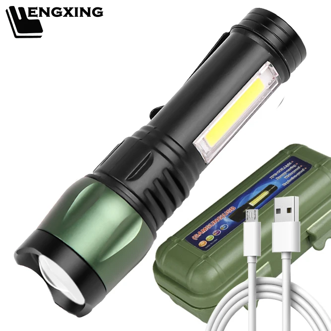 

XP-G Q5 USB Rechargable Mini LED Flashlight Super Bright 3 Modes Built in Battery Torch Waterproof Portable COB Camping Light