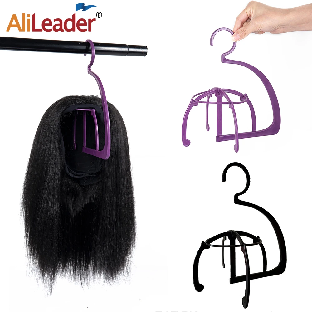Portable Wig Stands For Multiple Wigs Hat Display Stand Holder Purple Black Plastic Wig Stand Folding Hanging Wig Stand 1Pcs